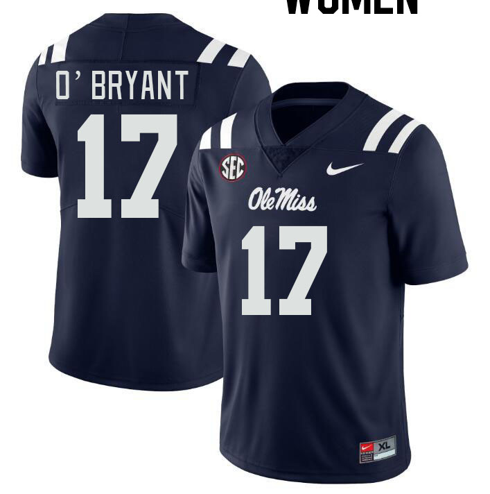 Women #17 Richard O'Bryant Ole Miss Rebels College Football Jerseyes Stitched Sale-Navy - Click Image to Close